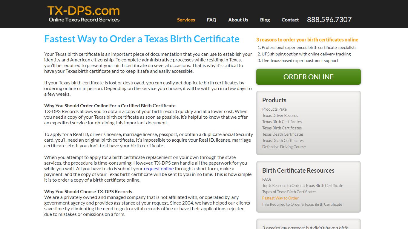 Order Copy of a Birth Certificate Fast | Texas DPS Records